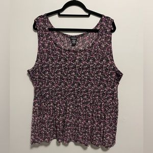 Torrid Small Floral Print Fine Mesh Peplum Tank Top-Size 3